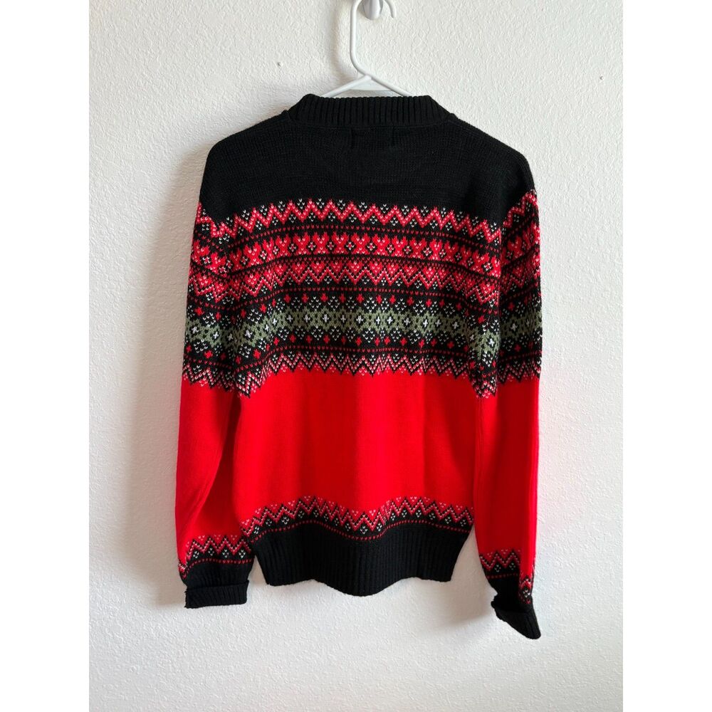 Classic Fair Isle Women's Sweater - Red & Black - Picture 3 of 3